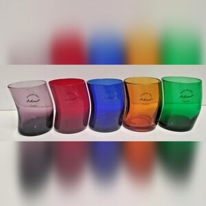 Artland ~Set of 5 Curved Handblown Assorted Colored Disco 2.75" Shot Glasses